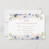 Cartons Réponse Collection Mariage bleu Peach RSVY (Devant)
