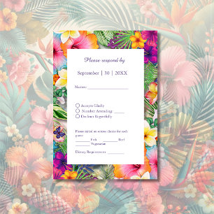 Cartons Réponse Coloré hawaïen tropical Mariage