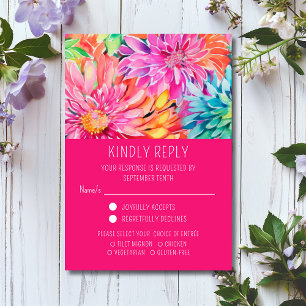 Cartons Réponse Coloré Moderne Floral Mariage choix de repas