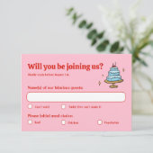 Cartons Réponse Colorful rose main tiré Funky Mariage écrit (Debout devant)