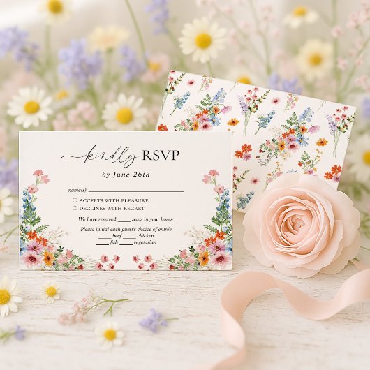Cartons Réponse Colorful Wildflower Meadow Wedding
