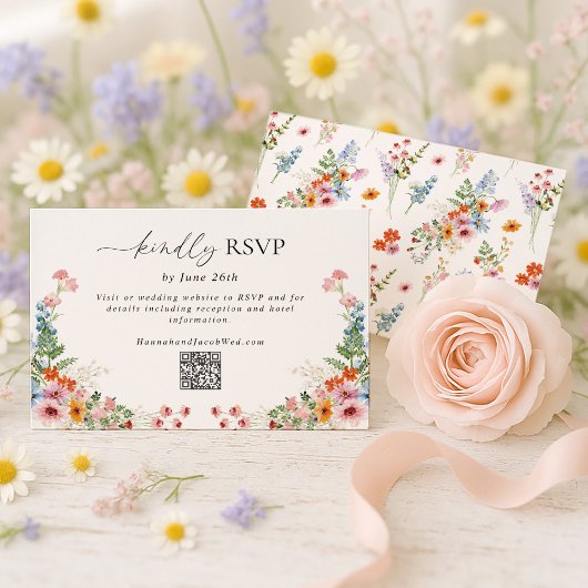 Cartons Réponse Colorful Wildflower QR Code Wedding