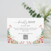 Cartons Réponse Colorful Wildflower QR Code Wedding (Debout devant)