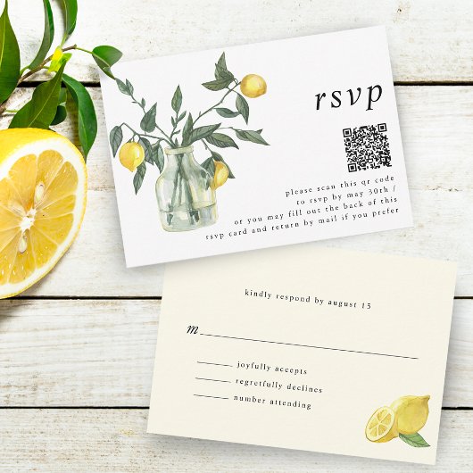 Cartons Réponse Compositions de citron d'été et code QR