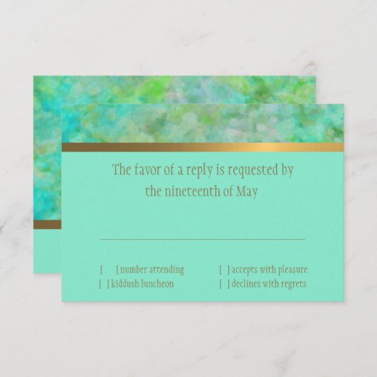 Cartons Réponse Conception abstraite bat mitzvah en Aqua (Devant / Derrière)