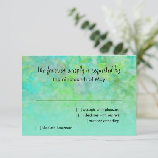 Cartons Réponse Conception d'abrégé sur bat mitzvah en Aqua (Debout devant)