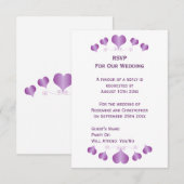 Cartons Réponse Conception de cœurs violets pour un mariage (Devant / Derrière)