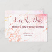 CARTONS RÉPONSE CONCEPTION DE MARBRE EN OR ROSE ENREGISTRER LA DAT (Devant / Derrière)