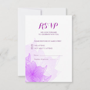 Cartons Réponse Conception de mariage floral lavande violet et bla