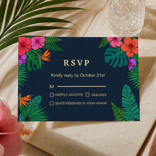Cartons Réponse Conception Florale Tropicale | Hibiscus & Feuillag