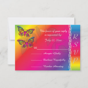 Cartons Réponse Conceptions psychédéliques de mariage de papillon