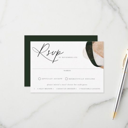 Cartons Réponse Contemporain Chic Abstrait Repas Choice Mariage (Devant/Arrière en situation)
