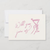 Cartons Réponse Coquette Bow en ruban rose Mariage tendance élégan (Devant)