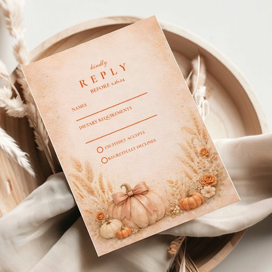 Cartons Réponse Coquette Bow Pumpkin Autumn Wedding