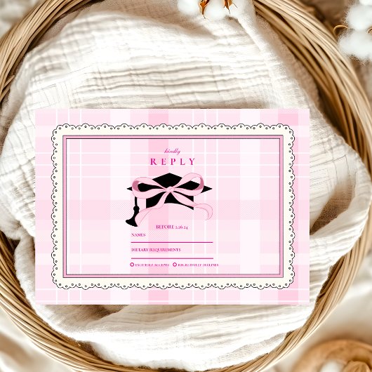 Cartons Réponse Coquette Cute Rose Bow Graduation