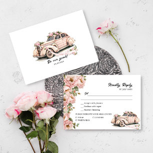 Cartons Réponse Coquette Floral Blush Mariage rose