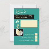 Cartons Réponse Coquillage et Coeurs, Mariage plage (Devant)