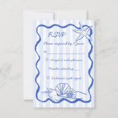 Cartons Réponse Coquillages bleu poire à main ondulé mariage de la (Devant)