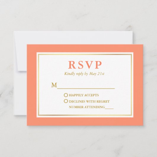 Cartons Réponse Corail blanc or élégant moderne (Devant)