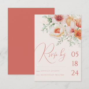 Cartons Réponse Corail Pêche Printemps Été Floral Orange Mariage
