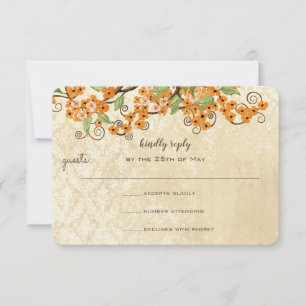 Cartons Réponse Corail rustique Orange Printemps Blossom Mariage R