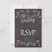 Cartons Réponse Coral Chalkboard Script Plage Mariage (Devant)