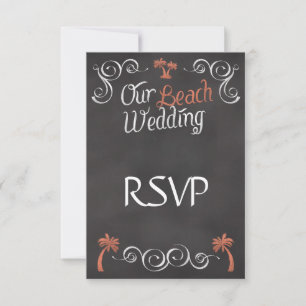 Cartons Réponse Coral Chalkboard Script Plage Mariage