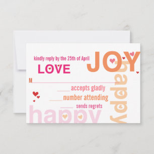 Cartons Réponse Coral rose Rouge Floral Typographie moderne