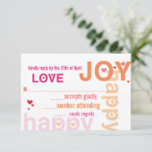 Cartons Réponse Coral rose Rouge Floral Typographie moderne (Debout devant)