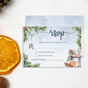 Cartons Réponse Cosy Hot Cocoa hiver Mariage neigeux