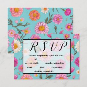 Cartons Réponse Cottage noyau floral blanc marguerites fleurs rose