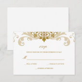 Cartons Réponse Couleur Or Classique Élégant Mariage Ferronnerie (Devant / Derrière)
