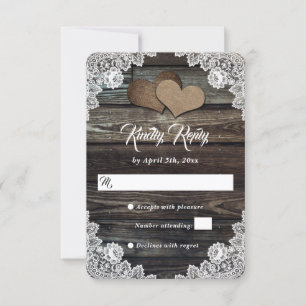 Cartons Réponse Country Hearts Wood Floral Dentelle Rustique Maria