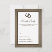 Cartons Réponse Country Rustic Horseshoe Sur Burlap Mariage (Devant)
