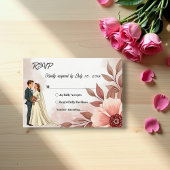 Cartons Réponse Couple romantique Dusty Aquarelle Mariage Floral