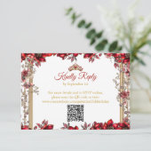 Cartons Réponse Couronne de fleurs rouge dorée pour Quinceañera (Debout devant)