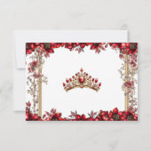 Cartons Réponse Couronne de fleurs rouge dorée pour Quinceañera (Dos)