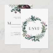 Cartons Réponse Couronne de fleurs rustique en Bourgogne et vert f (Devant / Derrière)