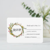 Cartons Réponse Couronne de mariage en bois et fleurs sauvages aqu (Debout devant)