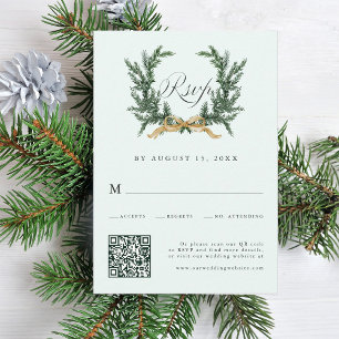 Cartons Réponse Couronne de mariage en QR Code doré à l'arc et pin