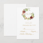 Cartons Réponse Couronne de monogramme florale (Devant / Derrière)