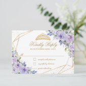 Cartons Réponse Couronne de Tiara Fleurie Lilas Violet Quinceañera (Debout devant)
