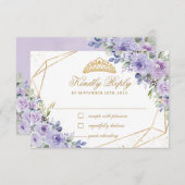 Cartons Réponse Couronne de Tiara Fleurie Lilas Violet Quinceañera (Devant / Derrière)