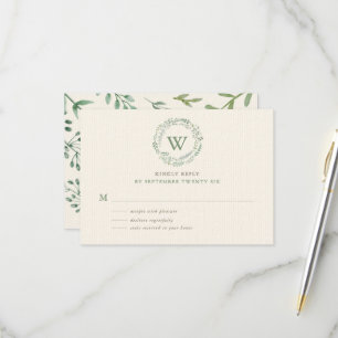 Cartons Réponse Couronne de verdure à l'aquarelle de luxe avec mon