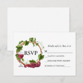 Cartons Réponse Couronne de vignes aquarelle de mariage (Devant / Derrière)