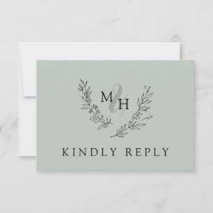 Cartons Réponse Couronne élégante de monogramme pour mariage dans 