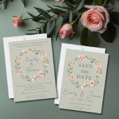 Cartons Réponse Couronne rose verte et romantique