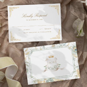 Cartons Réponse Couronne Royale Mariage Indien Paon Blanc