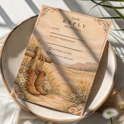 Cartons Réponse Cowboy Boots Desert Wedding