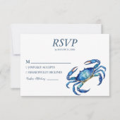 Cartons Réponse Crabe d'aquarelle tendance Mariage de plage nautiq (Devant)